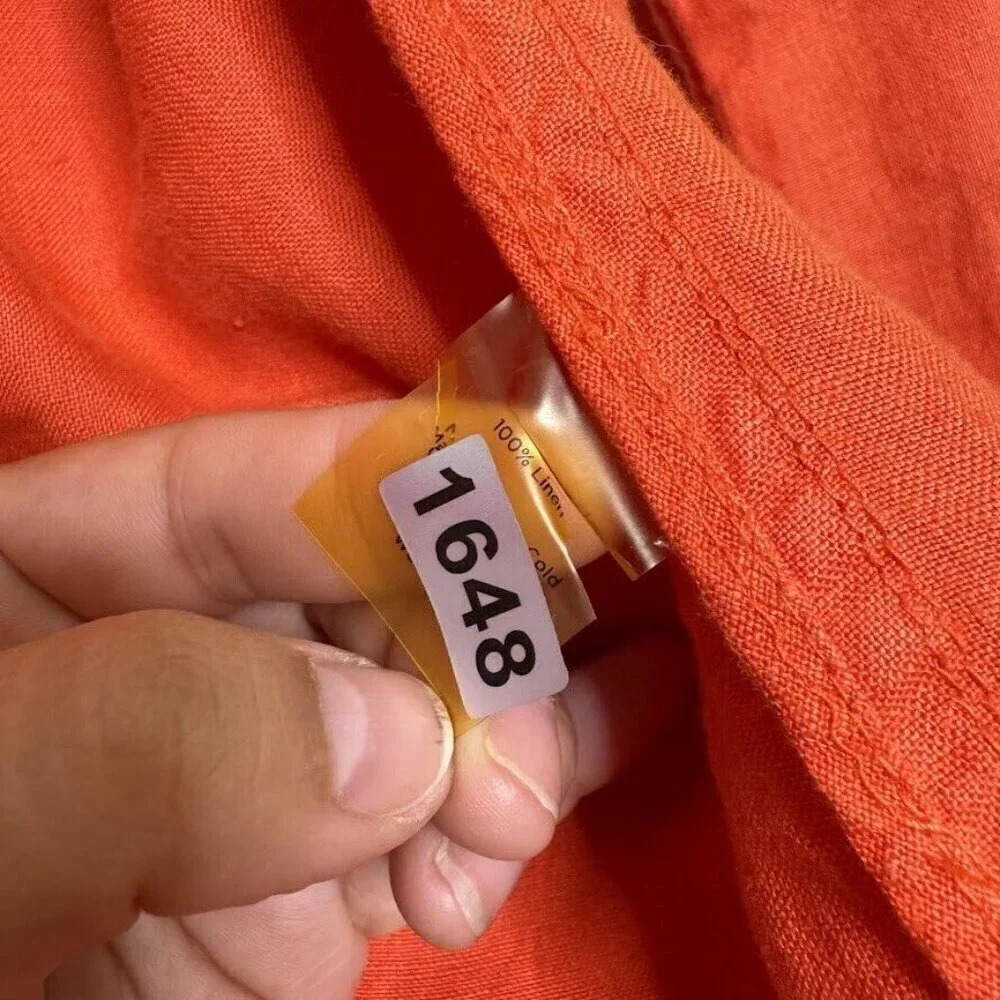 Talbots Orange Irish Linen Trench Coat Button Belted Summer Spring Jacket Sz 4P - Picture 11 of 14